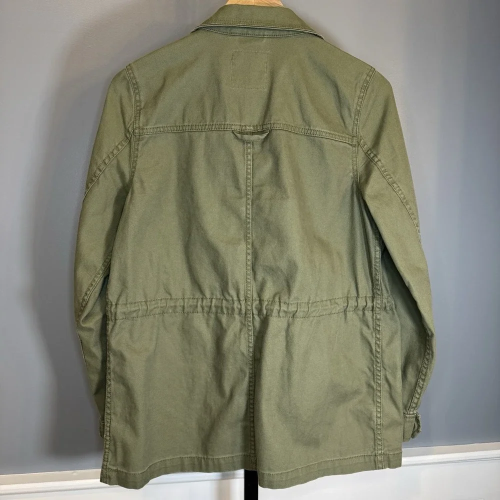 Madewell Utility Cargo Jean Denim Jacket Women's M Olive Green Long Sleeve - Picture 9 of 10
